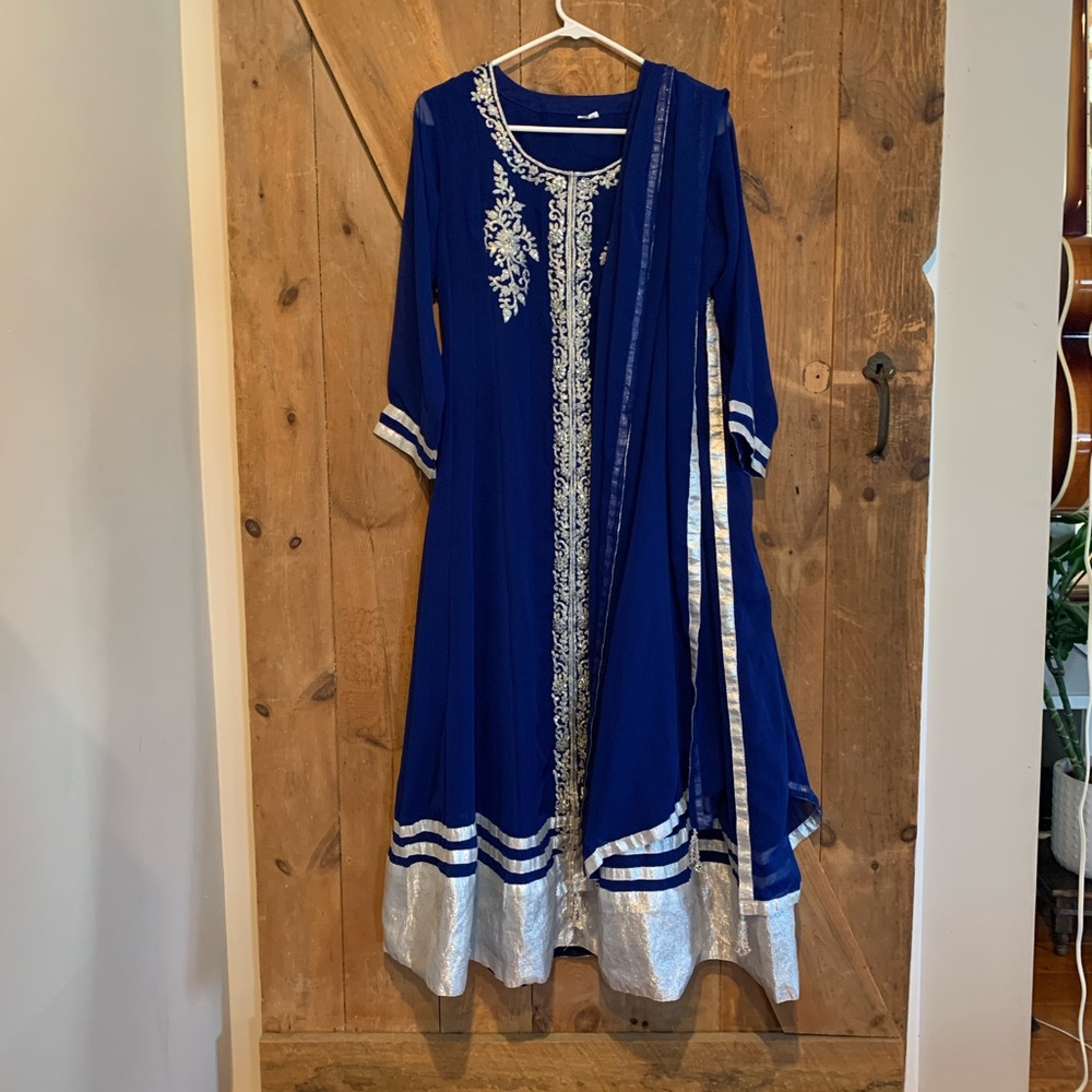 Blue and Silver Kurta